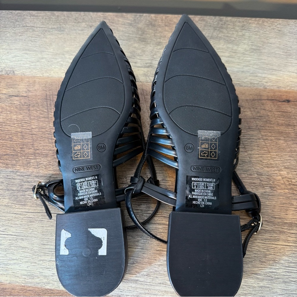 Nine West Black Pointed Slingback Cutout Flats - Picture 8 of 9